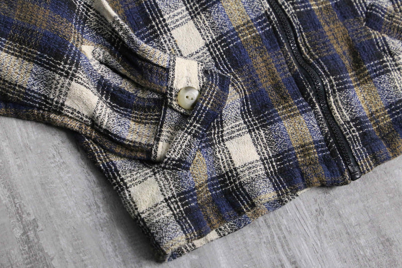 mulch check pattern short length zip up jacket
