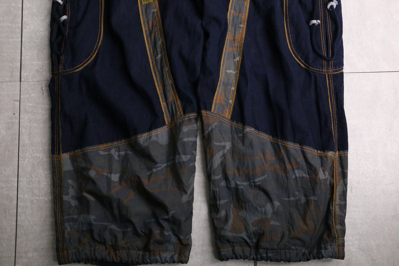 camouflage mix multi pocket wide cargo pants