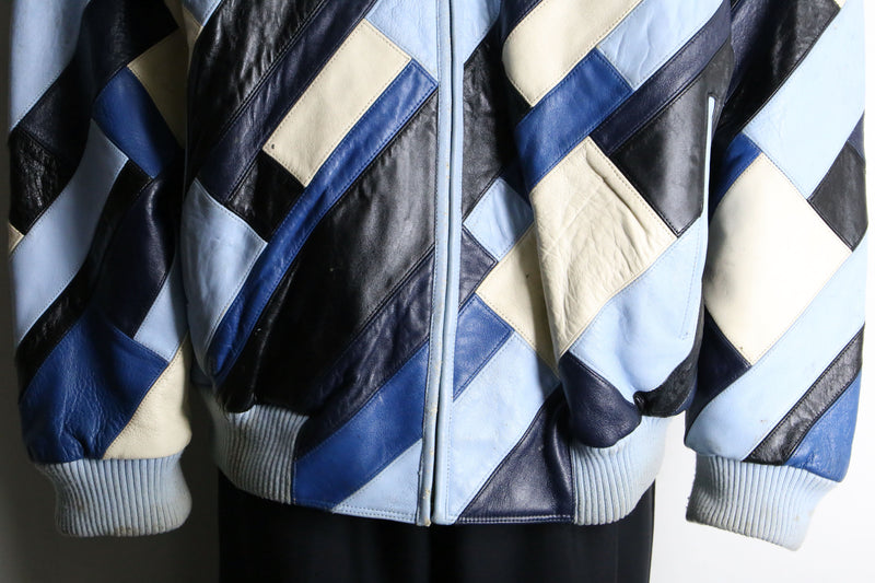 “Pelle Pelle” mosaic switch zip leather jacket