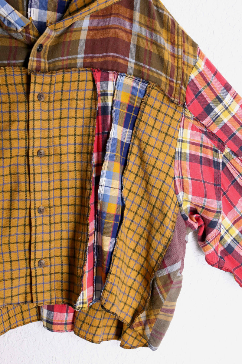 “Remake”docking brown base check shirt hoodie