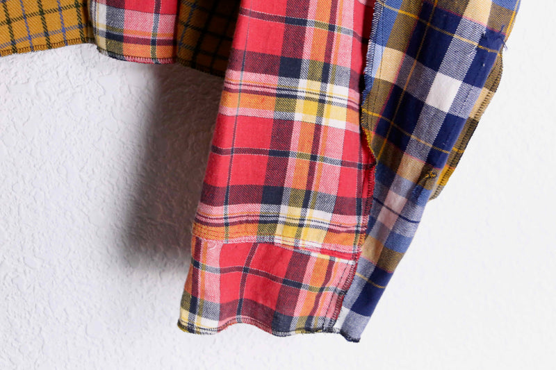 “Remake”docking brown base check shirt hoodie