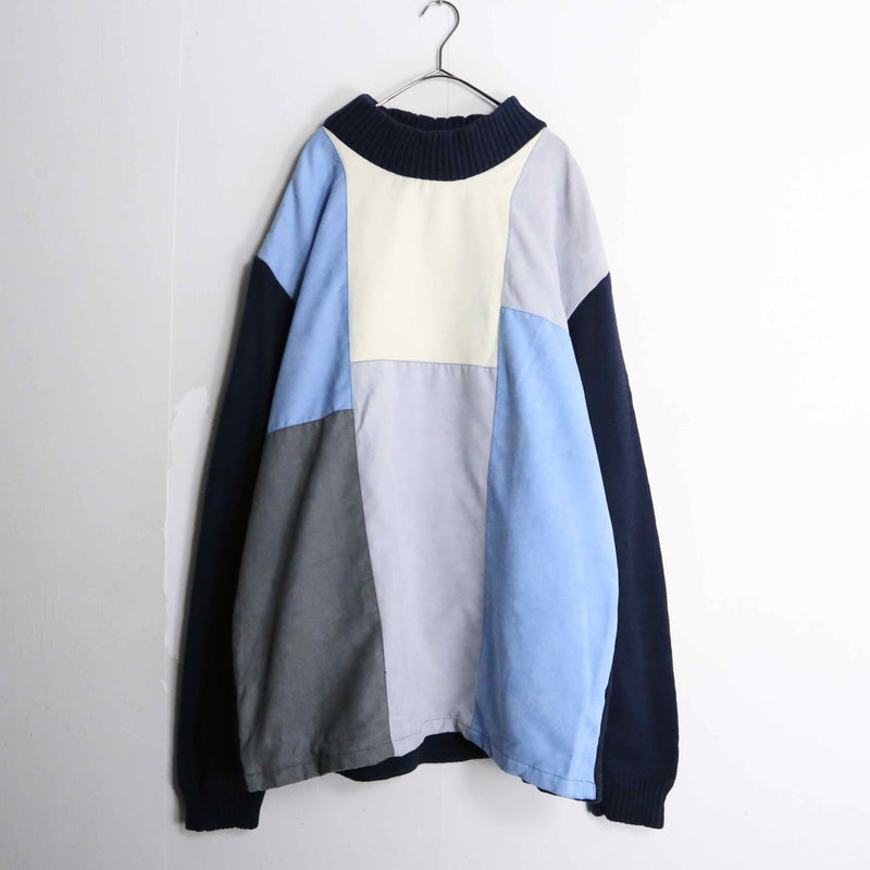 front patchwork design knit pullover