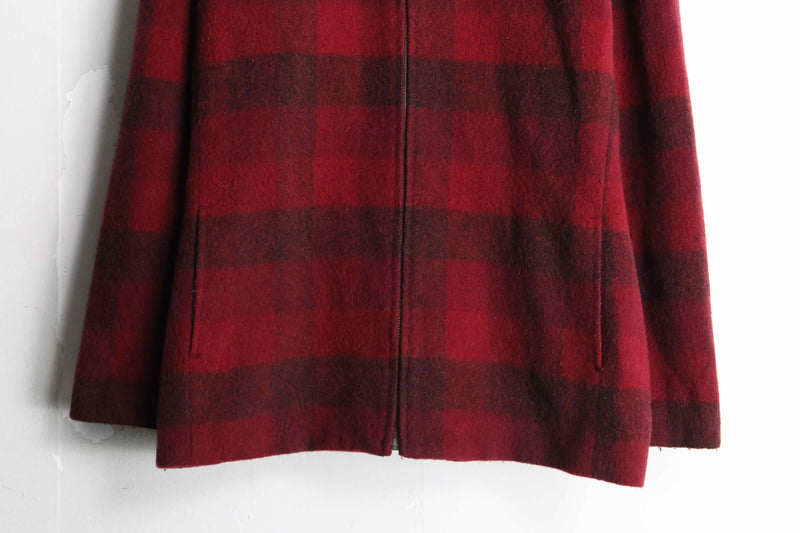 90s ”Eddie Bauer” red color wool check short coat