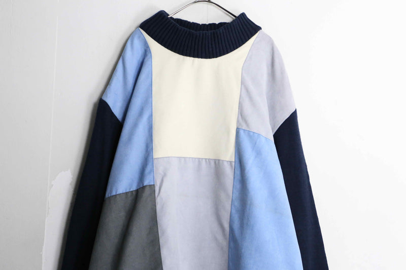 front patchwork design knit pullover