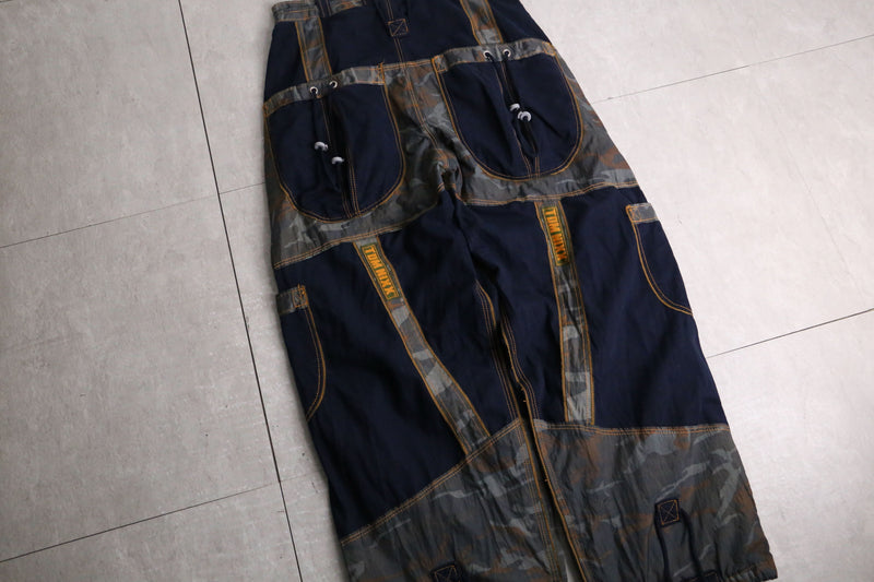 camouflage mix multi pocket wide cargo pants