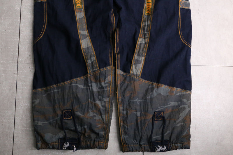 camouflage mix multi pocket wide cargo pants