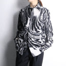 marble pattern long point collar shirt