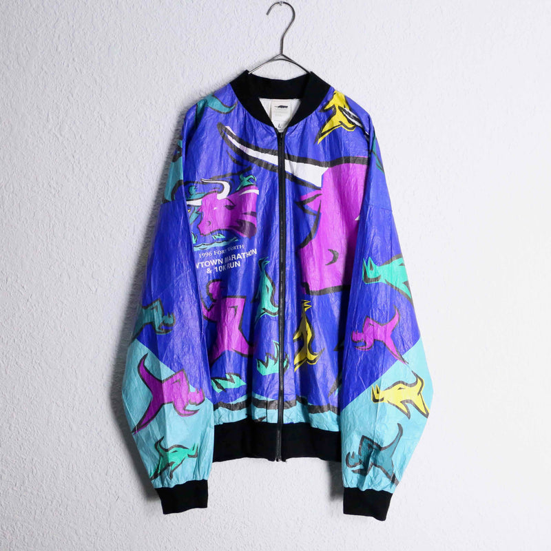 1990s "LESLIE JORDAN INC." all over pattern tyvek jacket
