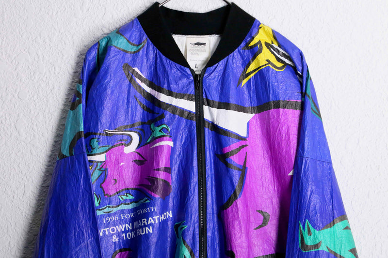 1990s "LESLIE JORDAN INC." all over pattern tyvek jacket