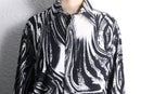 marble pattern long point collar shirt
