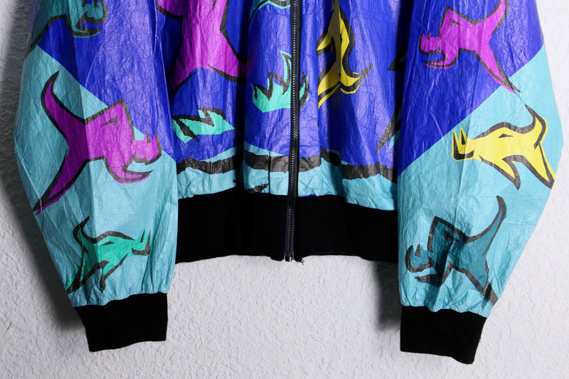 1990s "LESLIE JORDAN INC." all over pattern tyvek jacket