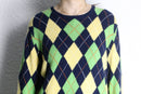 “Polo by Ralph Lauren” argyle check cotton cashmere knit