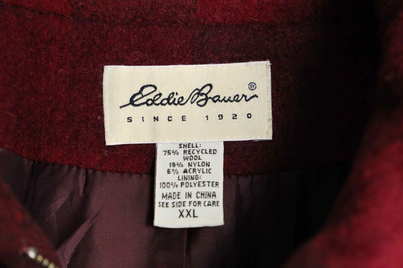 90s ”Eddie Bauer” red color wool check short coat