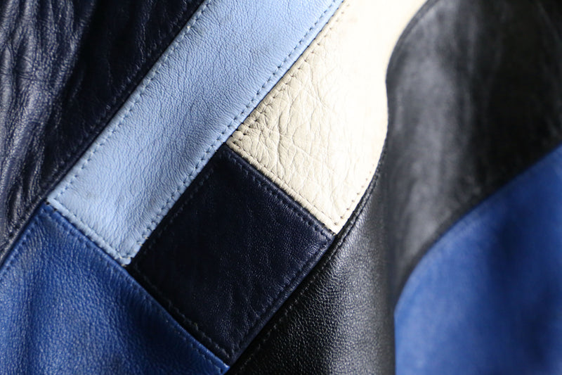 “Pelle Pelle” mosaic switch zip leather jacket