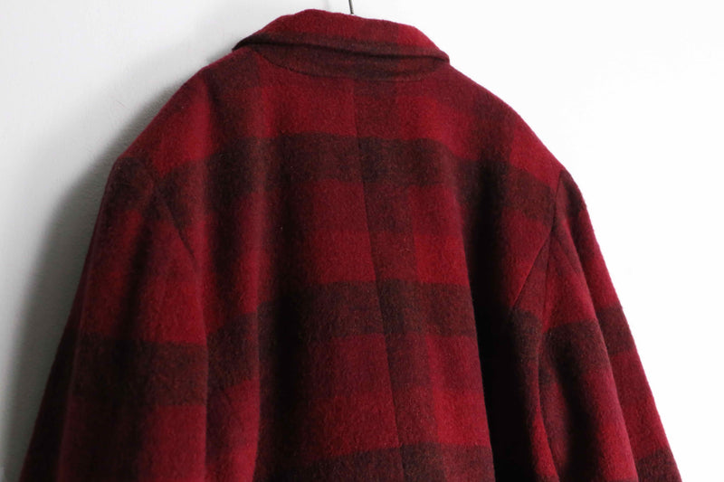 90s ”Eddie Bauer” red color wool check short coat