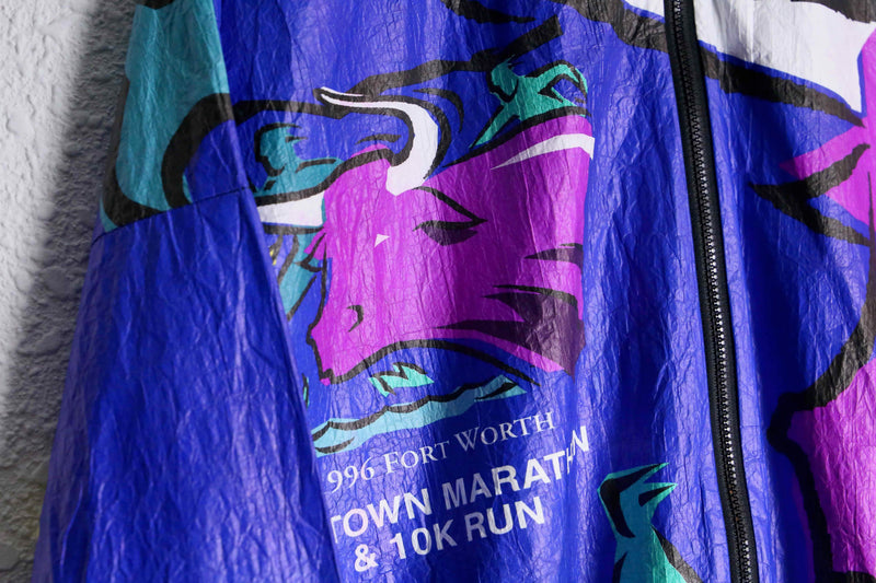 1990s "LESLIE JORDAN INC." all over pattern tyvek jacket