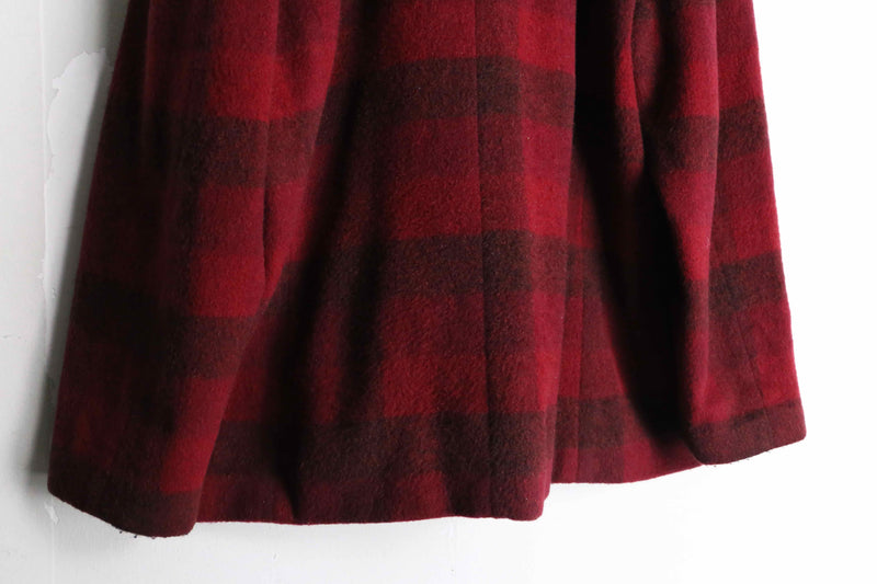 90s ”Eddie Bauer” red color wool check short coat