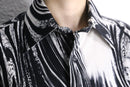 marble pattern long point collar shirt