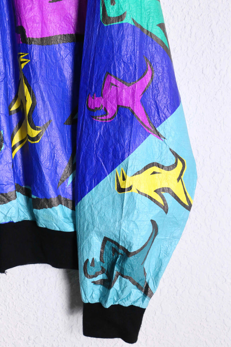 1990s "LESLIE JORDAN INC." all over pattern tyvek jacket