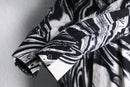 marble pattern long point collar shirt