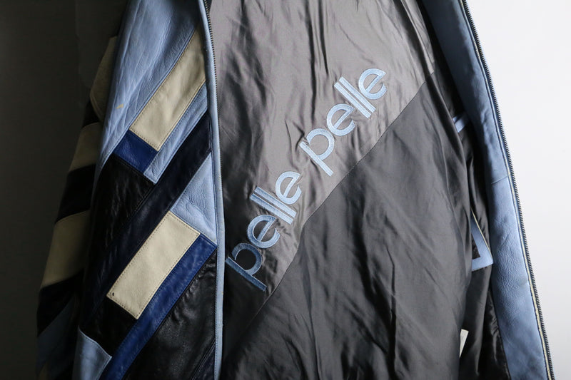 “Pelle Pelle” mosaic switch zip leather jacket