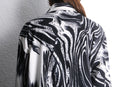marble pattern long point collar shirt