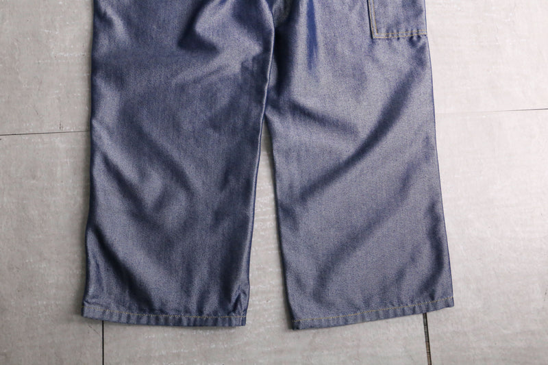 metallic blue painter wide denim pants