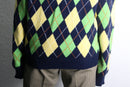 “Polo by Ralph Lauren” argyle check cotton cashmere knit