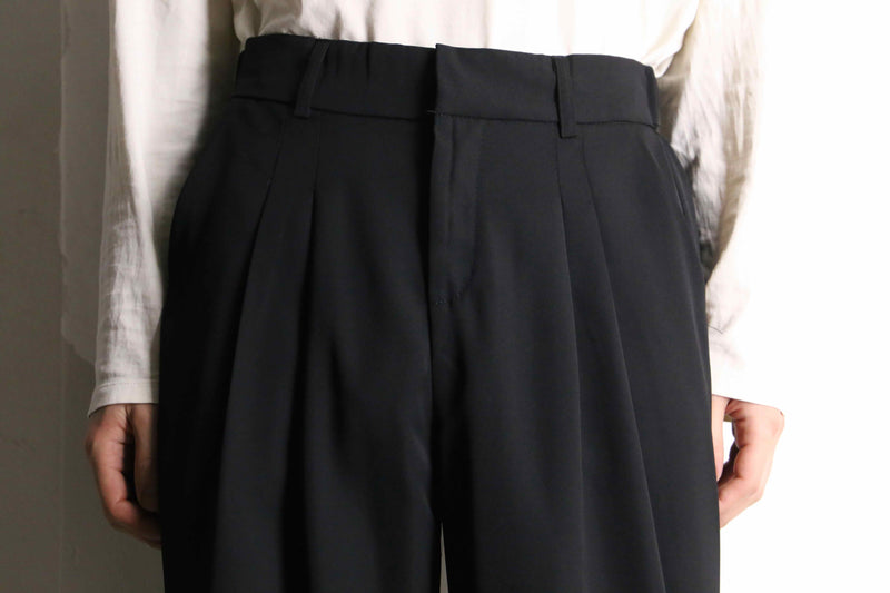 black color wide straight poly slacks