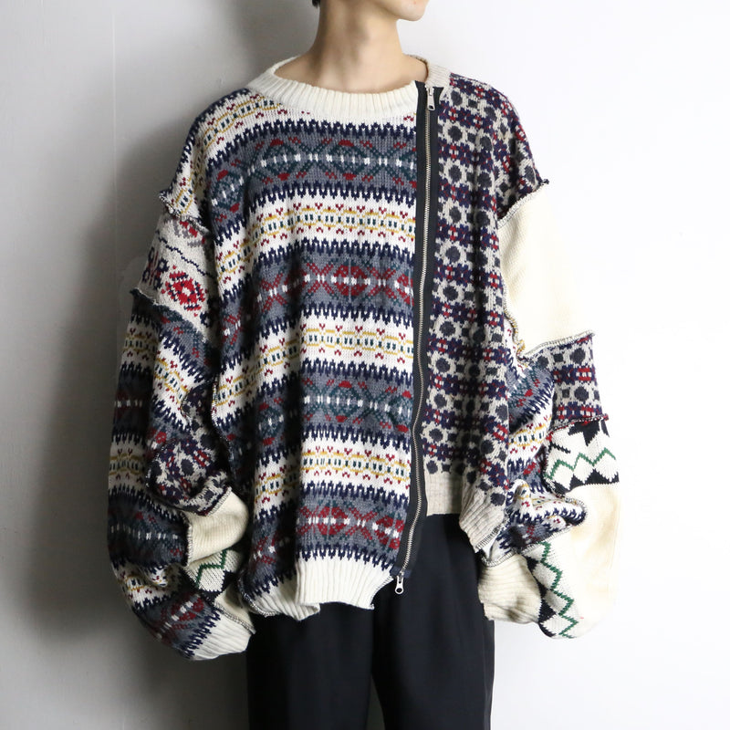 【RERE】"Re:make" asymmetry docking zip knit