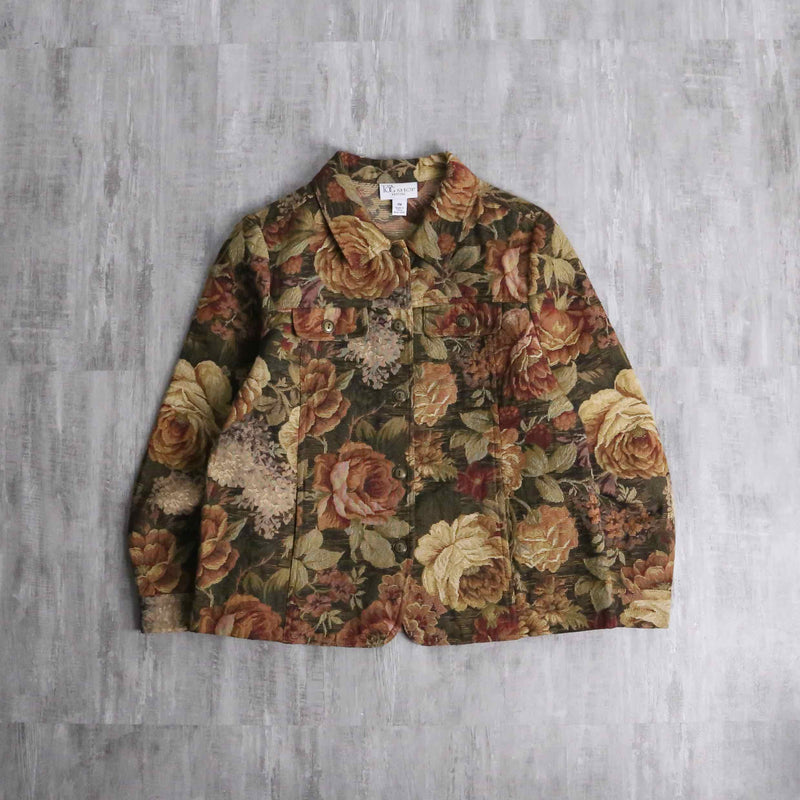 warm color flower pattern gobelin jacket