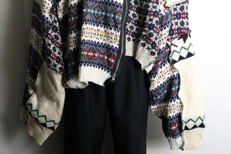 【RERE】"Re:make" asymmetry docking zip knit