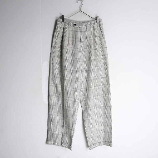 gray color tuck check design slacks