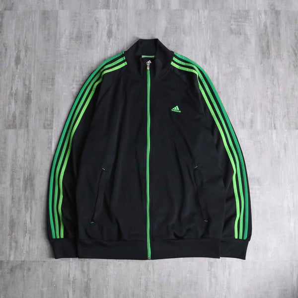 "adidas" green tone 3line track jacket