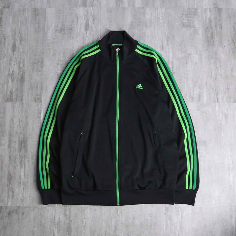 "adidas" green tone 3line track jacket