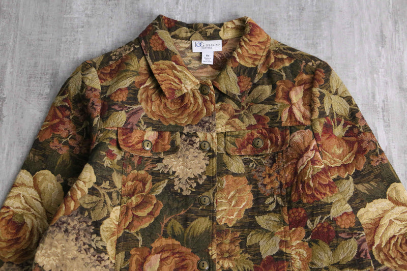 warm color flower pattern gobelin jacket