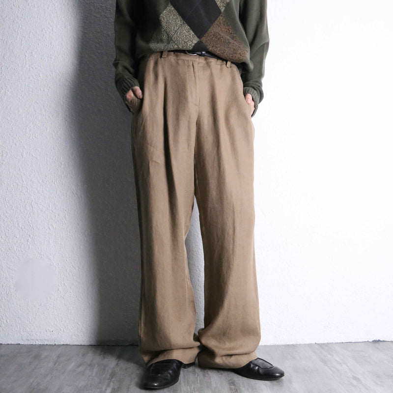 “ORVIS” linen fabric straight wide slacks