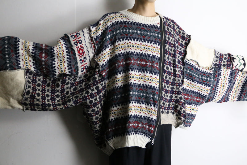 【RERE】"Re:make" asymmetry docking zip knit