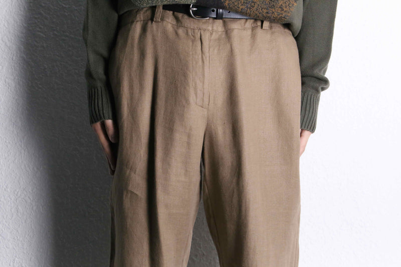 “ORVIS” linen fabric straight wide slacks
