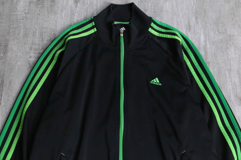 "adidas" green tone 3line track jacket