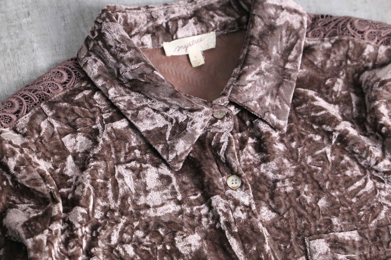 side lace total pattern velour shirt