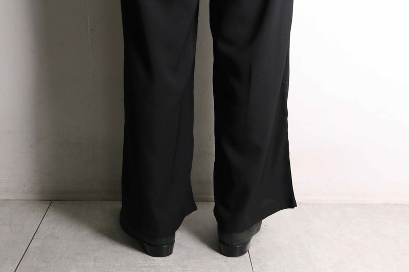 black color wide straight poly slacks