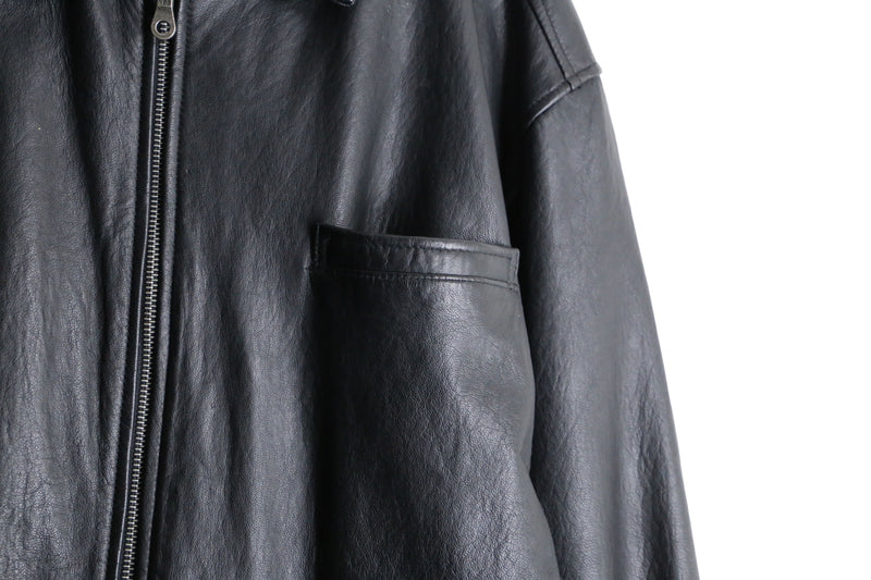 loose silhouette black single leather jacket