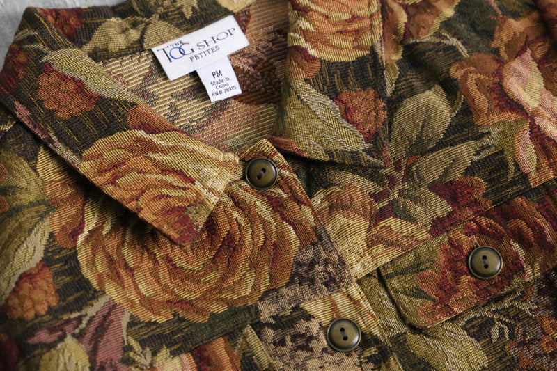 warm color flower pattern gobelin jacket