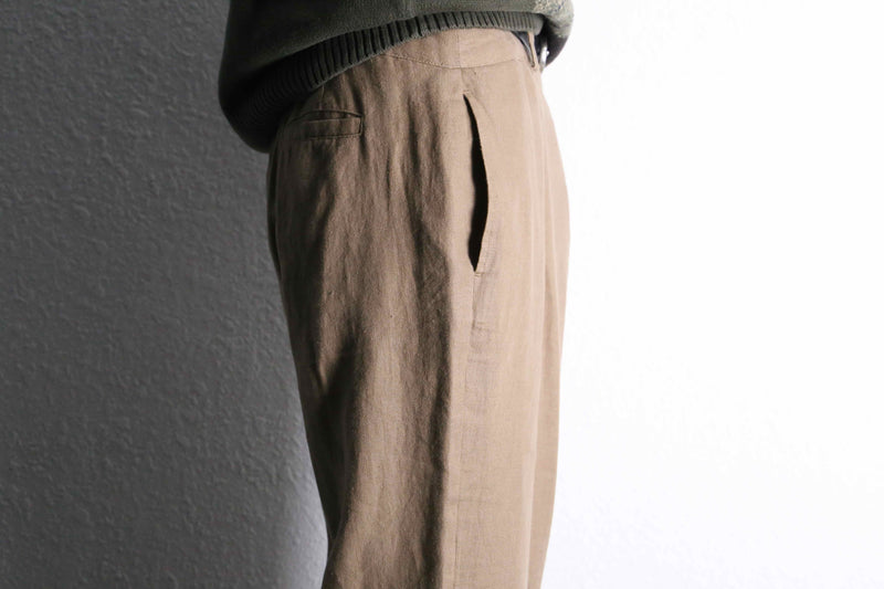 “ORVIS” linen fabric straight wide slacks