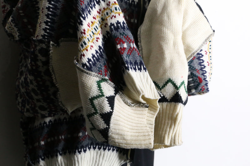 【RERE】"Re:make" asymmetry docking zip knit