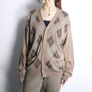 light brown argyle check cardigan