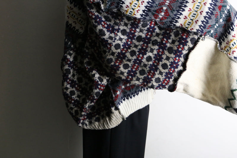 【RERE】"Re:make" asymmetry docking zip knit