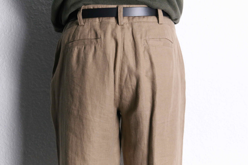 “ORVIS” linen fabric straight wide slacks