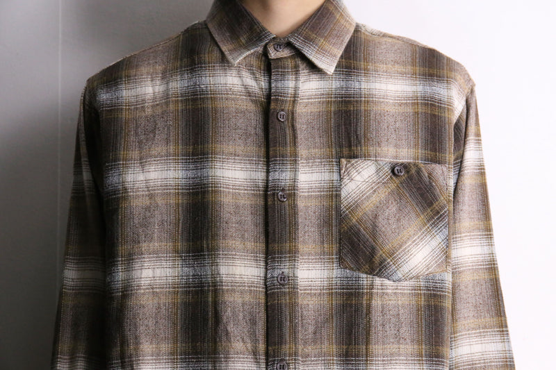 brown color ombre check L/S shirt